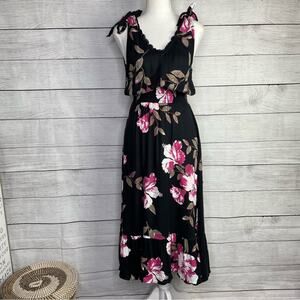 American Rag Black Lightweight Floral Sleeveless Dress S